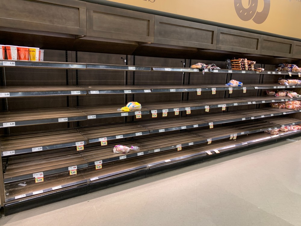 empty shelves in the supermarket