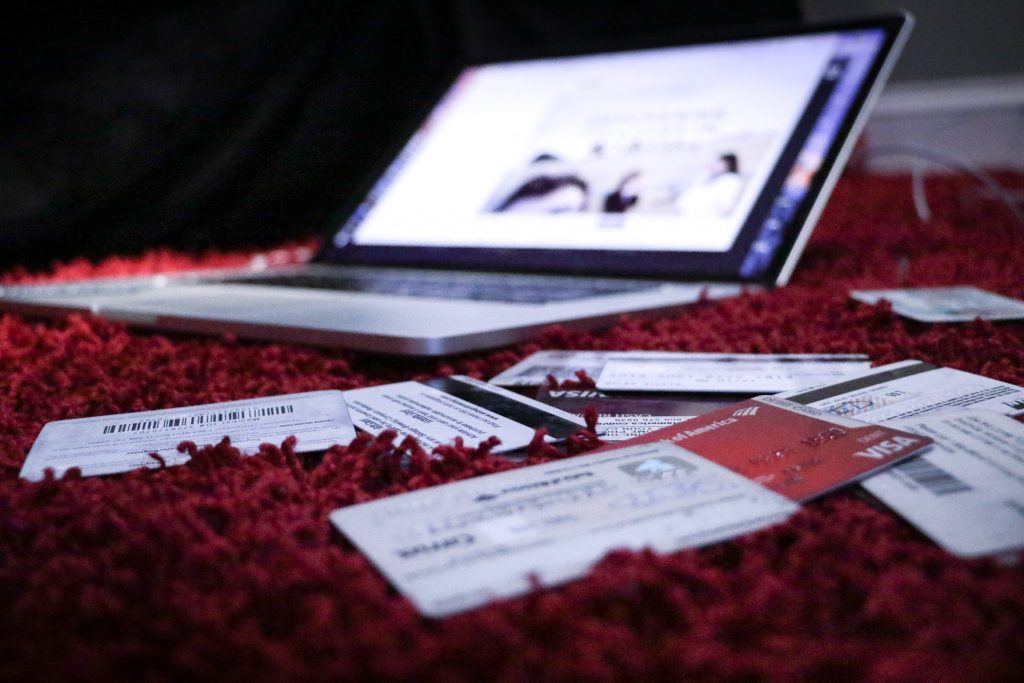 credit cards and laptop during online shopping