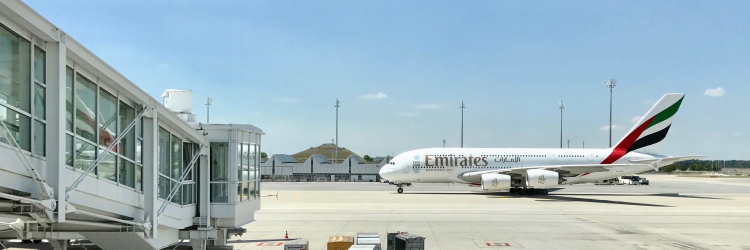 emirates airplane parked airport