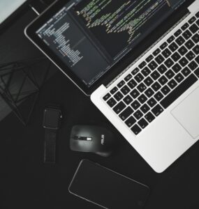 laptop, desk, work, code, data
